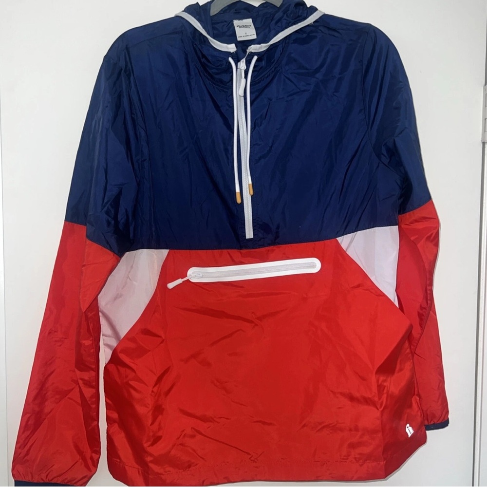 Bonobos Fielder Pullover Windbreaker Jacket Mens Small Blue/Red Long Sleeve